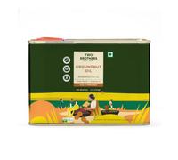 TWO BROTHERS INDIA FARMS Groundnut Oil 2 Litres Tin Can | Unrefined Peanut Oil, Moongphali Ka Tel, Single Filtered, Hexane Free, Glyphosate Residue Free