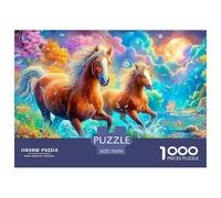 Two Brown Horses Running through A River 1000-Piece Jigsaw Puzzle Horse Family Game Night Essential, Adults & Kids 70x50cm/1000pcs