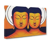 Two Buddha Canvas Wall Art Print 30x20 Inch