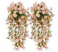 Two Bundle Set Of Realistic Artificial Petunias With Premium Silk Material For Outdoor Planters Balconies Patios Gardens Indoor Arrangements(pink)