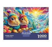 Two Bunnies Sledding in Winter 1000-Piece Jigsaw Puzzle Lucky Rabbit Ideal for Men, Women, Elders & Seniors 70x50cm/1000pcs
