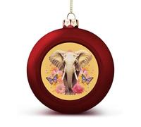 Two Butterflies and Elephant Christmas Ball Ornaments - Shatterproof Plastic Vintage Rustic Xmas Tree Decorations Pendant for Family Holiday Wedding Party Xmas Hanging Decoration