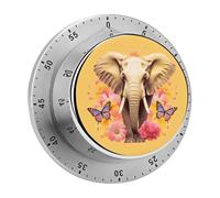 Two Butterflies and Elephant Kitchen Timer 60 Minute Visual Wind Up Timers Indoor Mechanical Timers with Magnetic Base Stainless Steel Timer for Home Cooking Time Management Tool