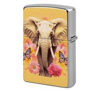 Two Butterflies and Elephant Metal Lighter Case Cover, Personalized Graffiti Lighter Sleeve, Waterproof Double-Sided Protector for Women Men Gifts