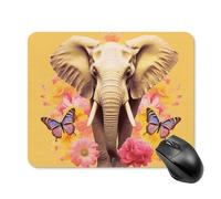 Two Butterflies and Elephant Mouse Pad Square Laptop Mouse Mat Cute Computer Mousepad Keyboard Pad Non-Slip Desk Pads for Gaming Office Work Home 20 * 25cm