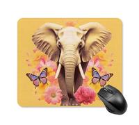 Two Butterflies and Elephant Mouse Pad Square Laptop Mouse Mat Cute Computer Mousepad Keyboard Pad Non-Slip Desk Pads for Gaming Office Work Home 25 * 30cm