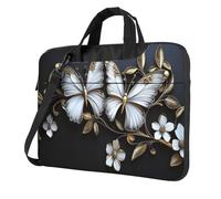 Two Butterflies And Flowers Laptop Bag Laptop Case 15.6 Inch Computer Bags Padded Sleeve Cover For Women Men
