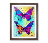 Two Butterflies Painted No.1 Abstract Framed Print | A2 Walnut Framed Wall Art | Ready to Hang | Abstract Fantasy Picture | Living Room Bedroom Lounge Office