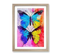 Two Butterflies Painted No.2 Abstract Framed Print | A2 Oak Framed Wall Art | Ready to Hang | Abstract Fantasy Picture | Living Room Bedroom Lounge Office