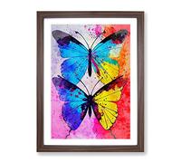 Two Butterflies Painted No.2 Abstract Framed Print | A4 Walnut Framed Wall Art | Ready to Hang | Abstract Fantasy Picture | Living Room Bedroom Lounge Office