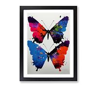 Two Butterflies Painted No.3 Abstract Framed Print | A2 Black Framed Wall Art | Ready to Hang | Abstract Fantasy Picture | Living Room Bedroom Lounge Office