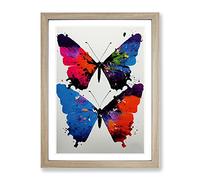 Two Butterflies Painted No.3 Abstract Framed Print | A2 Oak Framed Wall Art | Ready to Hang | Abstract Fantasy Picture | Living Room Bedroom Lounge Office