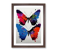 Two Butterflies Painted No.3 Abstract Framed Print | A2 Walnut Framed Wall Art | Ready to Hang | Abstract Fantasy Picture | Living Room Bedroom Lounge Office