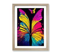 Two Butterflies Painted No.4 Abstract Framed Print | A2 Oak Framed Wall Art | Ready to Hang | Abstract Fantasy Picture | Living Room Bedroom Lounge Office