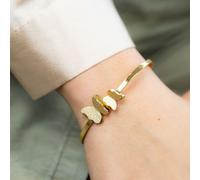 Two Butterfly Animal Themed Slim Magnetic Design Bangle Bracelet The Colourful Aura Gold One Size