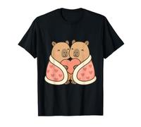 Two Capybaras in Heart Blanket Valentine Illustration T-Shirt