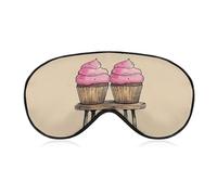 Two Cartoon Cupcakes Sleep Mask Comfort Travel Eye Masks with Adjustable Elastic Strap Soft Funny Block Light Sleep Eye Cover for Side Sleeper for Nap Men Women Gift