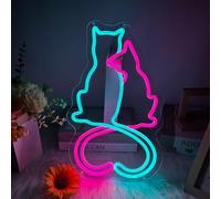 Two Cat Neon Signs for Wall Decor, Love Cat Neon Lights Signs for Room Decor, Cute Led Light Up Sign with USB Powered for Girls, Bedroom, Home Decoration