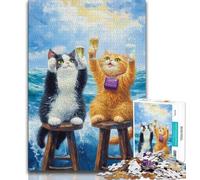 Two Cats 1000 Piece Jigsaw Puzzles for Teenagers Gifts,Help The Brain Exercise Addictive Toys to Cultivate Patience Suitable for Couples 38x26cm
