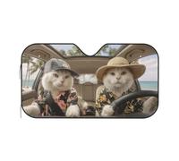 Two Cats Are Driving Windshield Sun Shade, Family Funny Windshield Sun Shade For Car Suv Truck, Protector Blocks Uv, Spring Car Decor, Car Shade Front Windshield