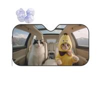 Two Cats Are In The Car. Car Windshield Sun Shade, Accordion Foldable Auto Sun Visor Protector For Car Truck Suv, Uv & Sun Blocker, Keeps Vehicle Cool, Easy To Install & Store M (Stiff Style)