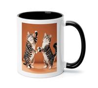 Two Cats Dancing Ceramic Coffee Mug with Handle 11 Ounces, Porcelain Mug Coffee Cup Tea Mug Water Cup Ideal for Coffee,Tea,Latte,Cappuccino,Microwave & Dishwasher Safe Unique Gift Cup