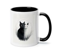 Two Cats Hugging Ceramic Coffee Mug with Handle 11 Ounces, Porcelain Mug Coffee Cup Tea Mug Water Cup Ideal for Coffee,Tea,Latte,Cappuccino,Microwave & Dishwasher Safe Unique Gift Cup