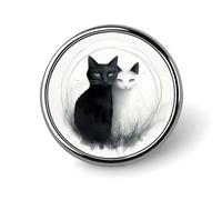 Two Cats Hugging Round Badge Personalized Lapel Brooch Lightweight Durable Tinplate Badge for Hat Clothes Backpack Pins Decor, Circular, Aluminum, aluminum alloy