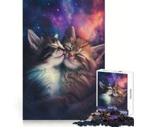 Two Cats In Love Jigsaw Puzzles 1000 Piece for Adults Thinking Skill Relaxed Leisure Neat Edges Perfect Xmas (38x26cm)