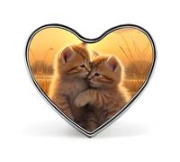 Two Cats in Sunset Funny Lapel Pins Heart Button Brooch Badge Pin Hat Clothes Bag Jewelry for Men Women