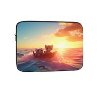 Two Cats On A Boat Patterned Laptop Sleeve Bag, 17 Inch Shockproof Laptop Sleeve, Slim Laptop Bag,...