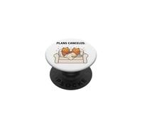 Two Cats Plans Canceled Funny Couch Sitting Tea Kitten Gift PopSockets Adhesive PopGrip