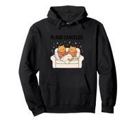 Two Cats Plans Canceled Funny Couch Sitting Tea Kitten Gift Pullover Hoodie