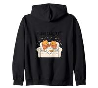 Two Cats Plans Canceled Funny Couch Sitting Tea Kitten Gift Zip Hoodie