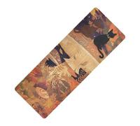 Two Cats Sitting on The Mushroom printed yoga mat with carrier bag Thick 1 mm for home non slip, with Yoga bag cover tapete para ejercicio 71x26 inches