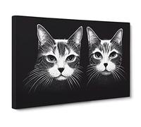 Two Cats Vol.1 Canvas Print | Gallery Wrapped 30mm Frame Wall Art | 30x20 inches | Ready to Hang | Contemporary Animal Picture | Living Room Bedroom Lounge Office