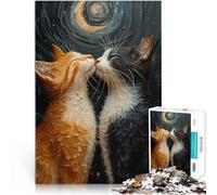 Two catsteenagers Puzzles 1000 Piece Jigsaws Help the brain exercise addictive toys to cultivate patience Suitable for couples 38x26cm