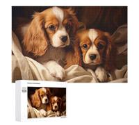 Two Cavalier King Charles Spaniels Jigsaw Puzzle, 1000 PCS, Indoor Activity for The Home, An Absorbing Project for Relaxed Weekends, for Family Fun