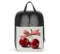 Two Cherries with Red Ribbon Bow Shoe Bag for Travel Daily Use Anti-dust Storage Carrier Golf Shoe Pouch