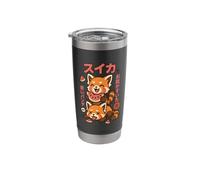 Two Chibi Red Panda Eating Watermelon Stainless Steel Insulated Tumbler