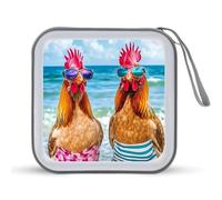 Two Chickens Beach Trendy CD Case Hard Plastic Portable DVD Storage Binder Wallet for Car Home Office