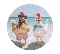 Two Chickens Beach Wooden Jigsaw Puzzles for Adults Funny Intelligent Games Round Home Decor Artwork