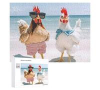 Two Chickens Beach Wooden Jigsaw Puzzles for Adults Intelligent Games Home Decor Artwork for Home Office 500 PCS