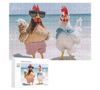 Two Chickens Beach Wooden Jigsaw Puzzles for Adults Intelligent Games Home Decor Artwork for Home Office 300 PCS
