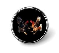 Two Chickens Fighting Round Lapel Pins Button Brooch Pin Badge Clothes Accessories for Men Women
