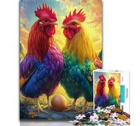 Two Chickens Jigsaw Puzzles for Adults Teenagers Jigsaws Puzzle,Help The Brain Exercise Addictive Toys to Cultivate Patience Parent-child Interaction (38x26cm)