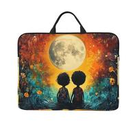 Two Children Under The Big Moon Notebook Carrying Case With Handle Laptop 14 Inch Computer Sleeve For Women Men Padded Cover Laptop Bag