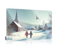 Two Children Walk Hand In Hand On A Snowy Path Decor Funny House Decor Decorative | Square Accessory Hanging Art For Shed Living Room(30X40CM)