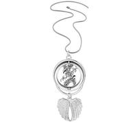 Two Chinese Dragon Animal Pendant Angel Wings Rotating Necklace Jewelry