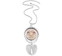 Two Chinese Dragon Animal Portrait Pendant Angel Wings Rotating Necklace Jewelry